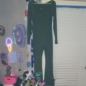 SHEIN Dark Green Long Sleeve Jumpsuit